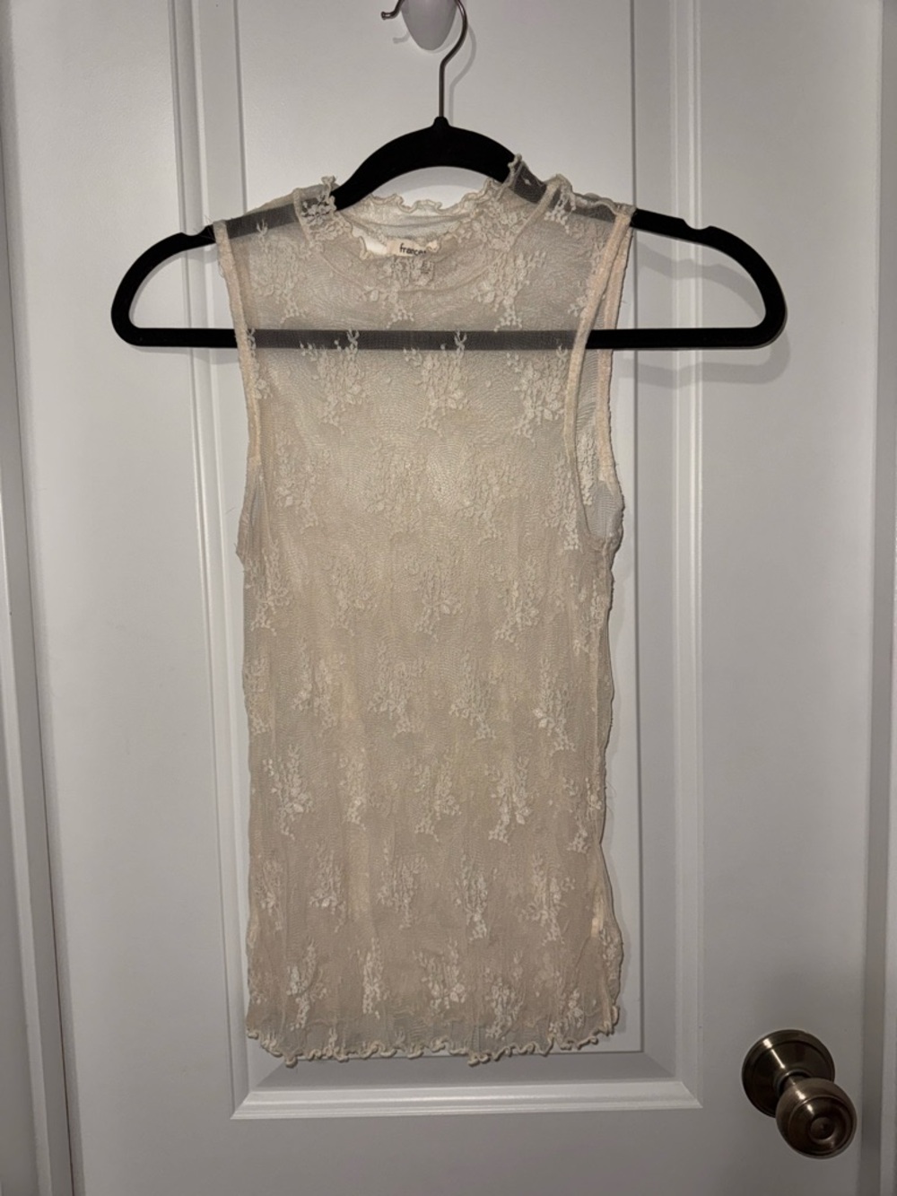 Francesca's Collections Lace Mock Neck Tank - Cream